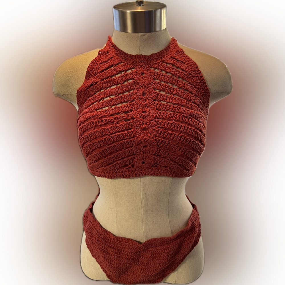 Cape Juby Rust Crochet Bikini XL/L